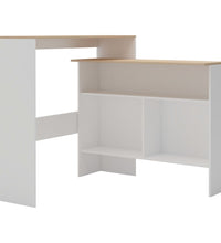 Bartisch mit 2 Tischplatten Weiß und Eichefarben 130x40x120 cm