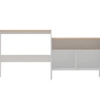 Bartisch mit 2 Tischplatten Weiß und Eichefarben 130x40x120 cm