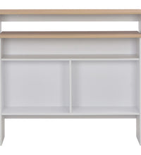 Bartisch mit 2 Tischplatten Weiß und Eichefarben 130x40x120 cm