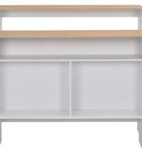 Bartisch mit 2 Tischplatten Weiß und Eichefarben 130x40x120 cm
