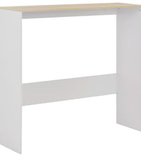 Bartisch mit 2 Tischplatten Weiß und Eichefarben 130x40x120 cm