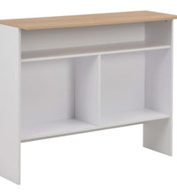 Bartisch mit 2 Tischplatten Weiß und Eichefarben 130x40x120 cm