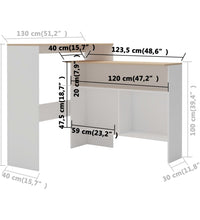 Bartisch mit 2 Tischplatten Weiß und Eichefarben 130x40x120 cm