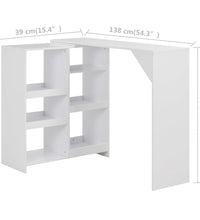 Bartisch mit Beweglichem Regal Weiß 138x39x110 cm