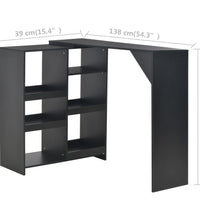 Bartisch mit Beweglichem Regal Schwarz 138x39x110 cm