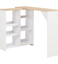Bartisch mit Beweglichem Regal Weiß 138x39x110 cm