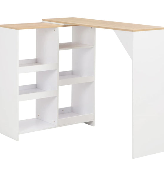 Bartisch mit Beweglichem Regal Weiß 138x39x110 cm