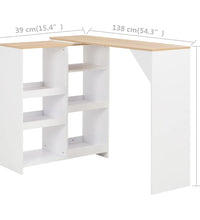 Bartisch mit Beweglichem Regal Weiß 138x39x110 cm