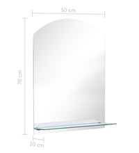 Wandspiegel mit Regal 50×70 cm Hartglas