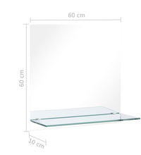 Wandspiegel mit Regal 60×60 cm Hartglas