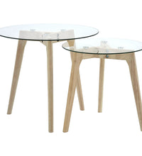 2-tlg. Beistelltisch-Set Hartglas