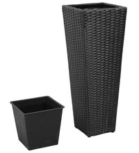 Garten-Hochbeet 3-tlg. Poly Rattan Schwarz