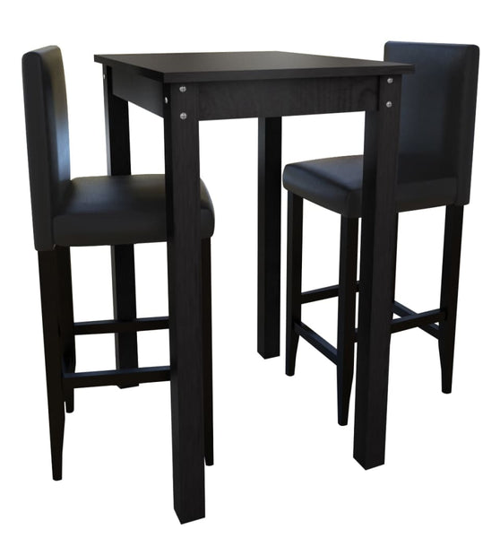Barset Bartisch mit 2 Barhockern Schwarz