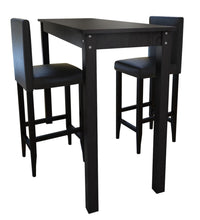 Barset Bartisch mit 2 Barhockern Schwarz