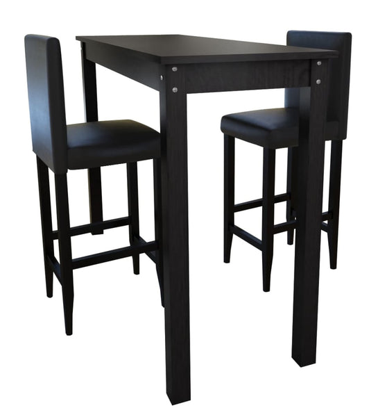 Barset Bartisch mit 2 Barhockern Schwarz