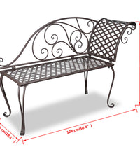 Garten-Chaiselongue 128 cm Stahl Antik Braun