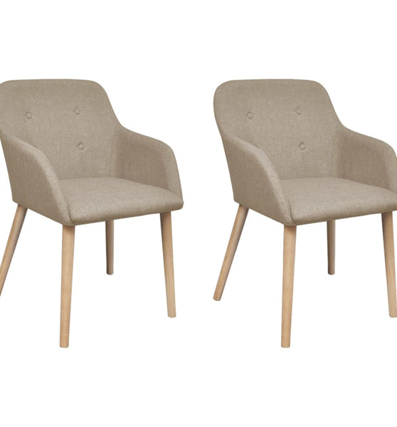 Esszimmerstühle 2 Stk. Beige Stoff und Massivholz Eiche