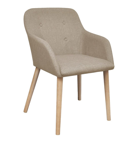 Esszimmerstühle 2 Stk. Beige Stoff und Massivholz Eiche