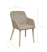 Esszimmerstühle 2 Stk. Beige Stoff und Massivholz Eiche