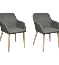 Esszimmerstühle 2 Stk. Hellgrau Stoff und Massivholz Eiche