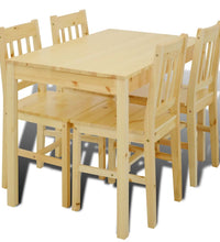 Esstisch Holztisch mit 4 Holzstühlen Esszimmerset Essgruppe