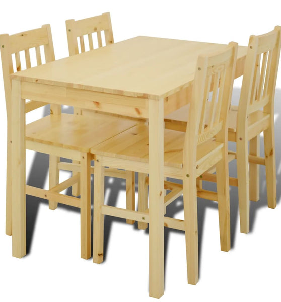 Esstisch Holztisch mit 4 Holzstühlen Esszimmerset Essgruppe