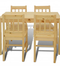 Esstisch Holztisch mit 4 Holzstühlen Esszimmerset Essgruppe