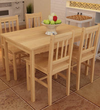 Esstisch Holztisch mit 4 Holzstühlen Esszimmerset Essgruppe