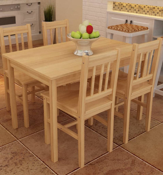 Esstisch Holztisch mit 4 Holzstühlen Esszimmerset Essgruppe