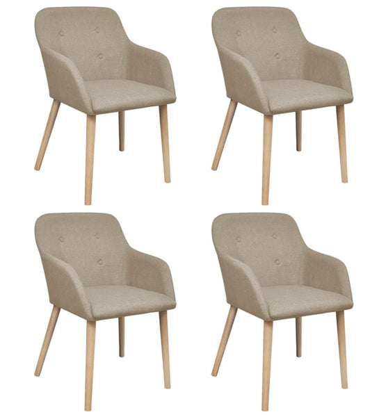 Esszimmerstühle 4 Stk. Beige Stoff und Massivholz Eiche