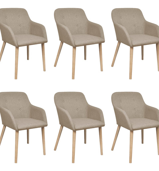 Esszimmerstühle 6 Stk. Beige Stoff und Massivholz Eiche
