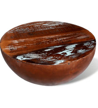 Couchtisch Schalenform mit Stahlboden Altholz Massiv