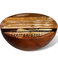 Couchtisch Schalenform mit Stahlboden Altholz Massiv