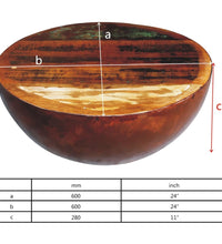 Couchtisch Schalenform mit Stahlboden Altholz Massiv