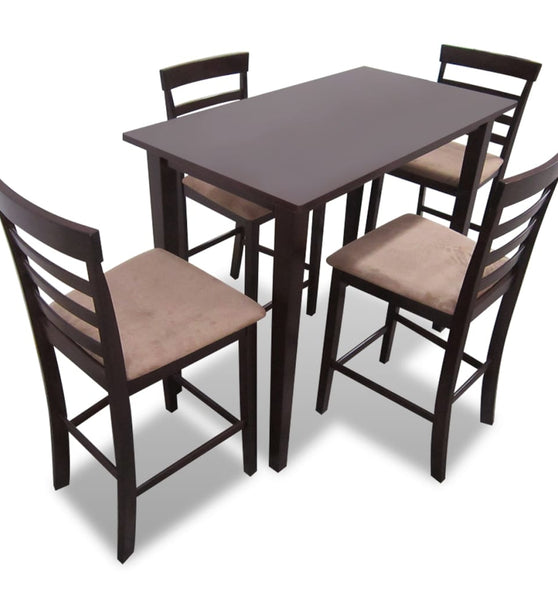 Hölzerner Stehtisch und 4 Barhocker braun