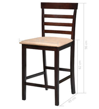 Hölzerner Stehtisch und 4 Barhocker braun