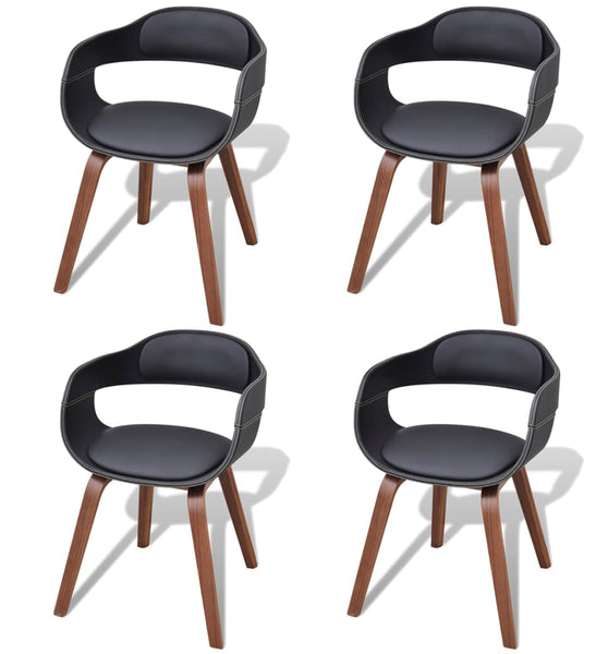 Esszimmerstühle 4 Stk. Schwarz Bugholz und Kunstleder