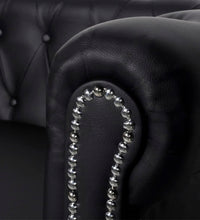 Chesterfield-Sofa 2-Sitzer Kunstleder Schwarz