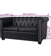 Chesterfield-Sofa 2-Sitzer Kunstleder Schwarz