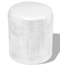 Hocker/Beistelltisch aus gehämmertem Aluminium Silbern