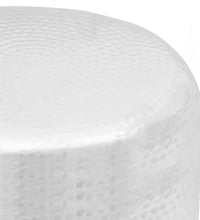 Hocker/Beistelltisch aus gehämmertem Aluminium Silbern