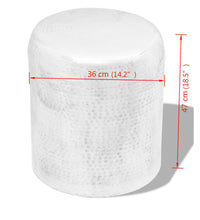 Hocker/Beistelltisch aus gehämmertem Aluminium Silbern