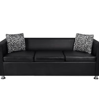 Sofa-Set Kunstleder 3-Sitzer + 2-Sitzer + Sessel Schwarz