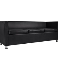 Sofa-Set Kunstleder 3-Sitzer + 2-Sitzer + Sessel Schwarz