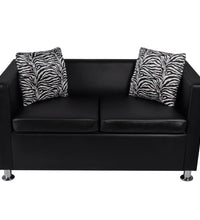 Sofa-Set Kunstleder 3-Sitzer + 2-Sitzer + Sessel Schwarz