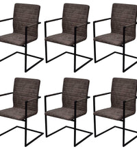 Freischwinger 6 Stk. Braun Kunstleder