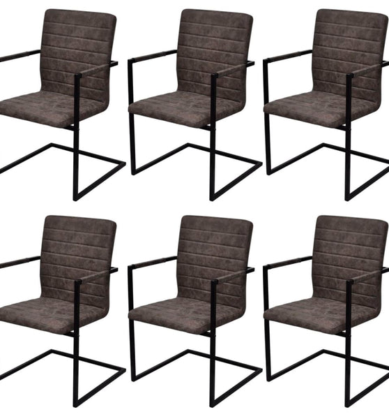Freischwinger 6 Stk. Braun Kunstleder