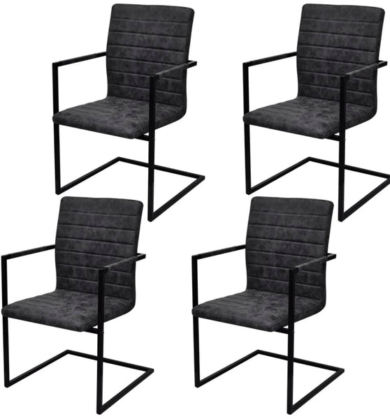 Freischwinger 4 Stk. Schwarz Kunstleder