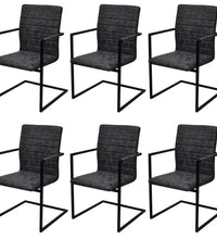 Freischwinger 6 Stk. Schwarz Kunstleder