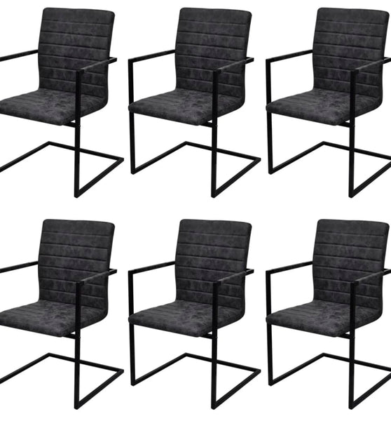 Freischwinger 6 Stk. Schwarz Kunstleder
